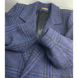 Vintage London Fog Tempo Europa Plaid Wool Tweed Trench Coat Size 14 Regular USA